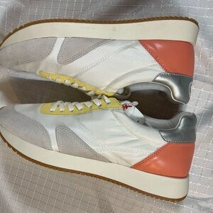NWT Matisse Farrah Multi Color Silver White Peach and Yellow Sneaker Women's 7.5